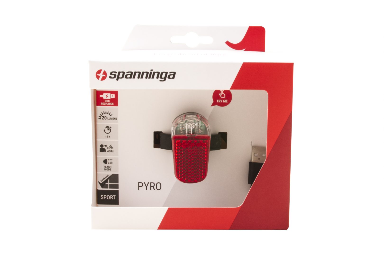 Pyro USB flash rearlight package front