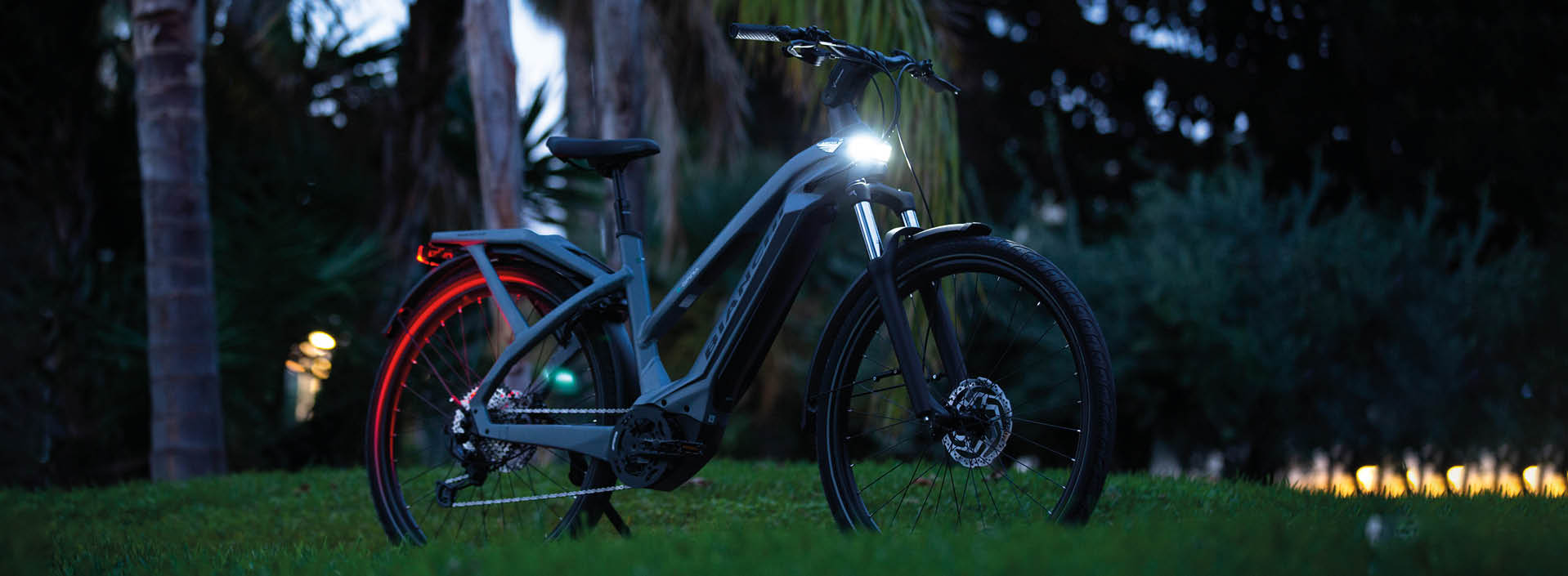 De verlichting op deze e-bike is een resultaat van de samenwerking tussen Bianchi en Spanninga